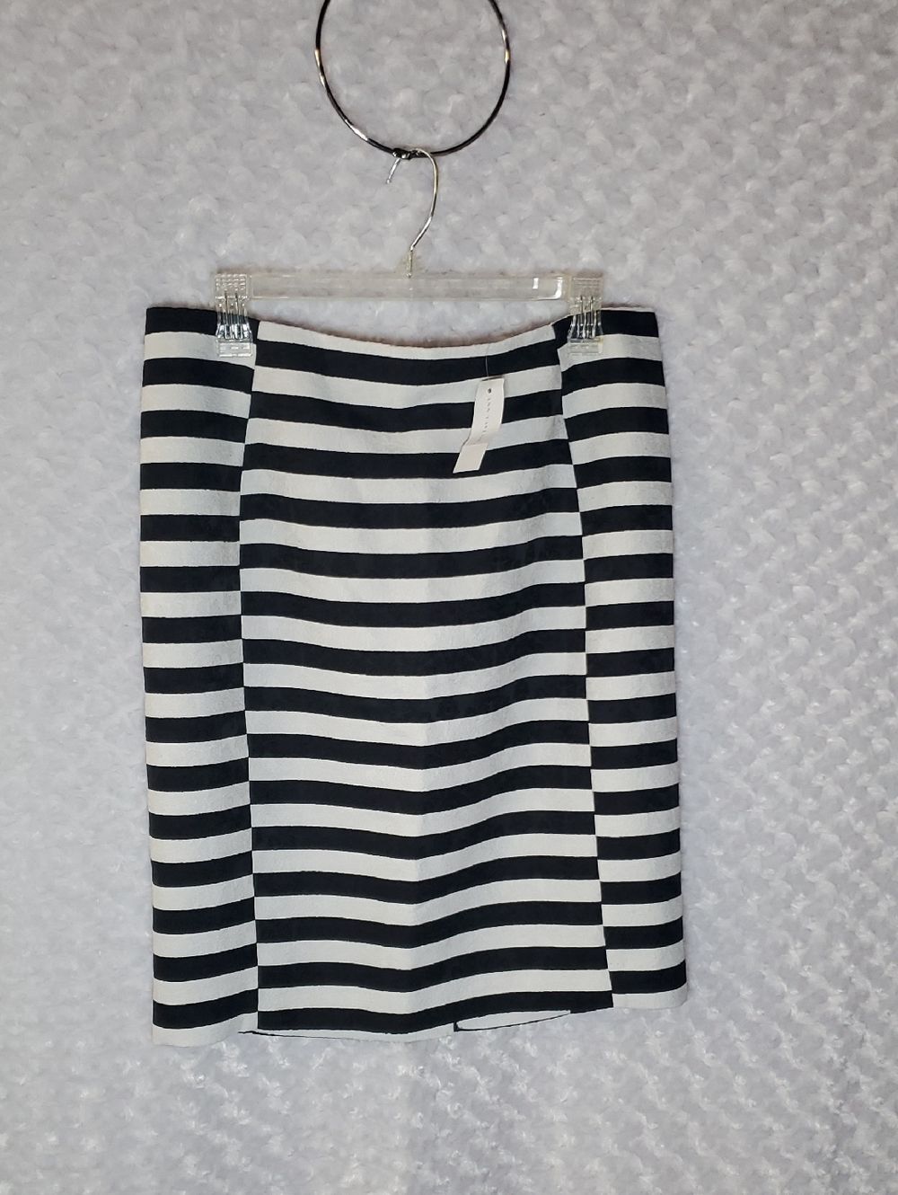 Ann Taylor Black and White Striped Pencil Skirt size  10